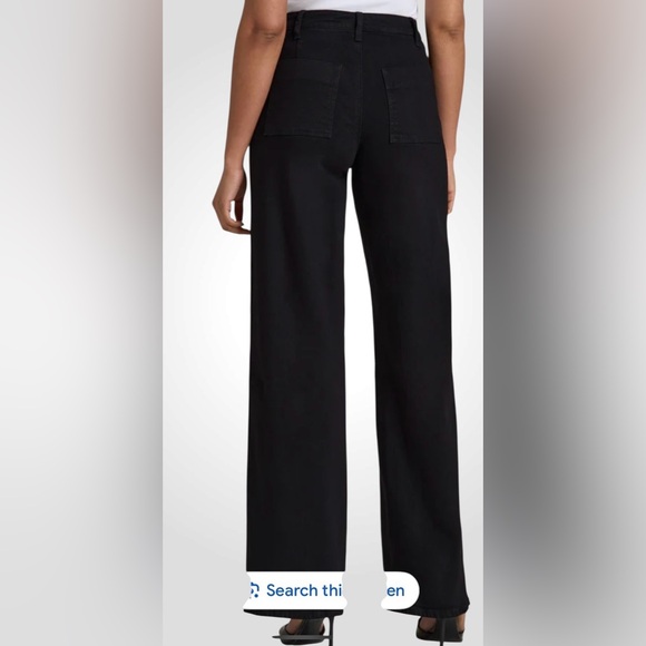 Women’s Wide Leg Black Flare Jeans | Button up distressed Tall jeans NWT size 29 - Picture 3 of 10